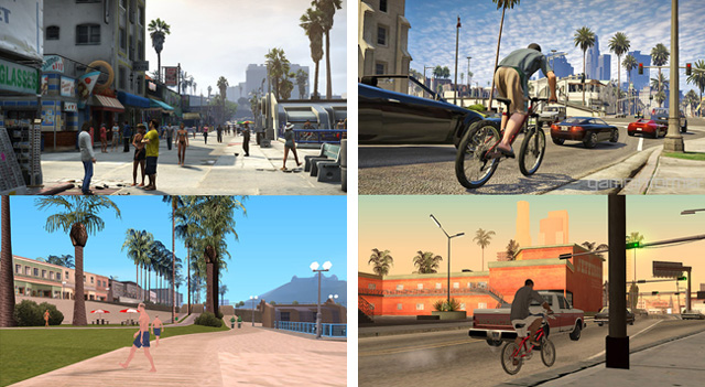 (Via Rockstar24.eu, Grand Theft Auto V u góry i GTA: San Andreas u dołu.)
