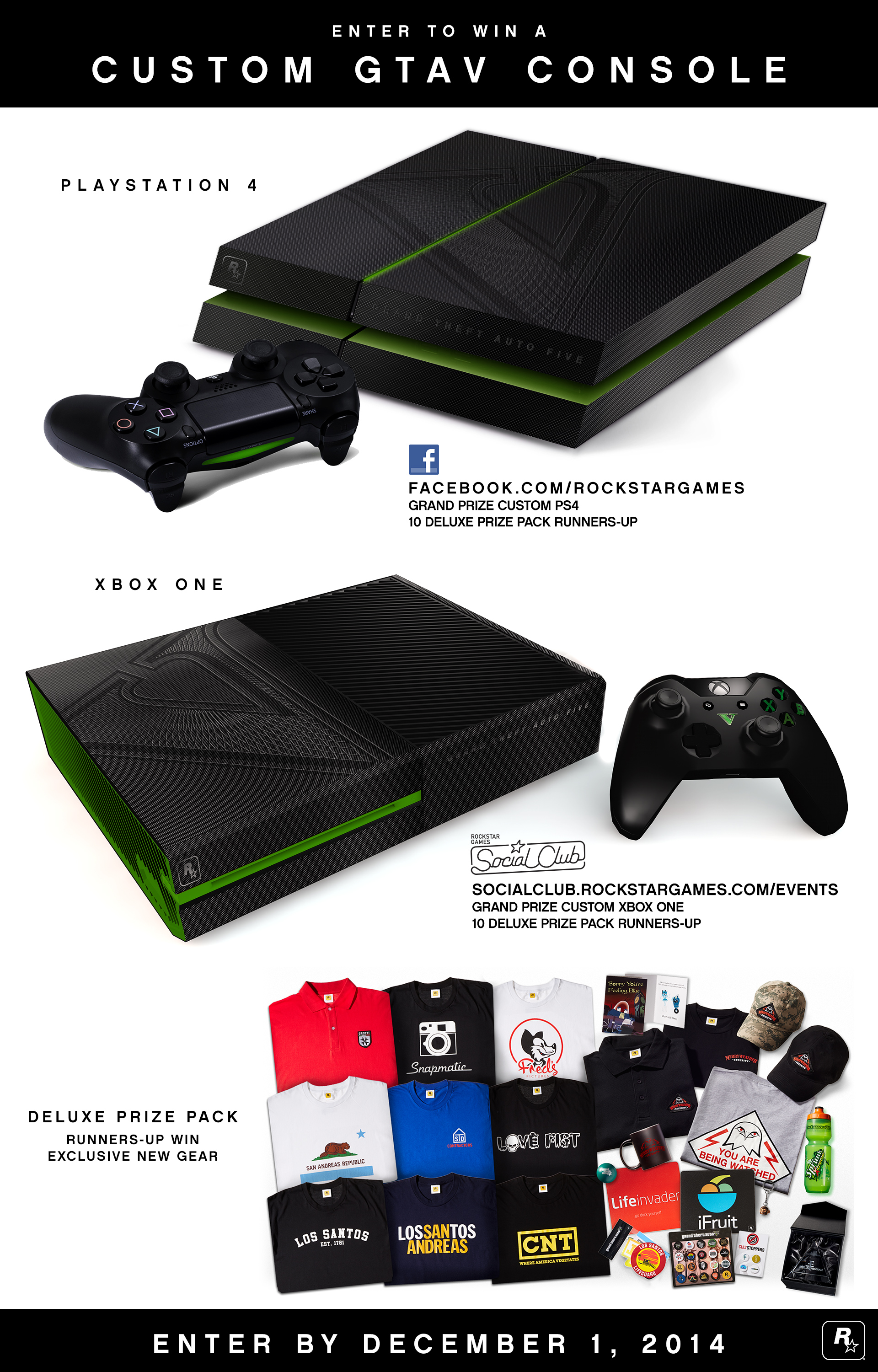 Enter to Win a Custom GTAV PS4 or Xbox One Console Plus Exclusive New Gear  - Rockstar Games