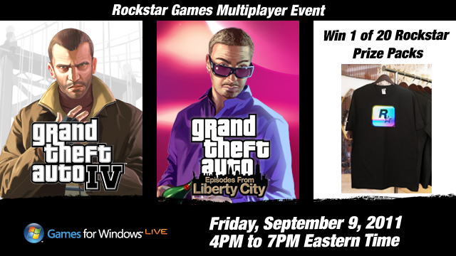 Grand Theft Auto IV & Episodes from Liberty City Social Club Multiplayer Event on Games for Windows LIVE (September 9, 4-7PM Eastern)