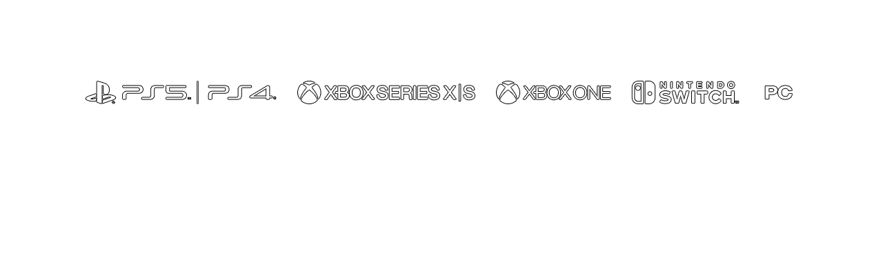PS5, PS4, Xbox Series, Xbox One, Nintendo Switch, PC logos