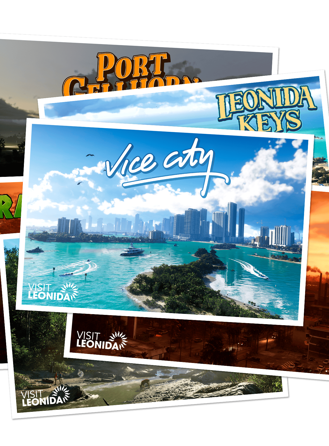 Montage de cartes postales de divers endroits de Leonida.