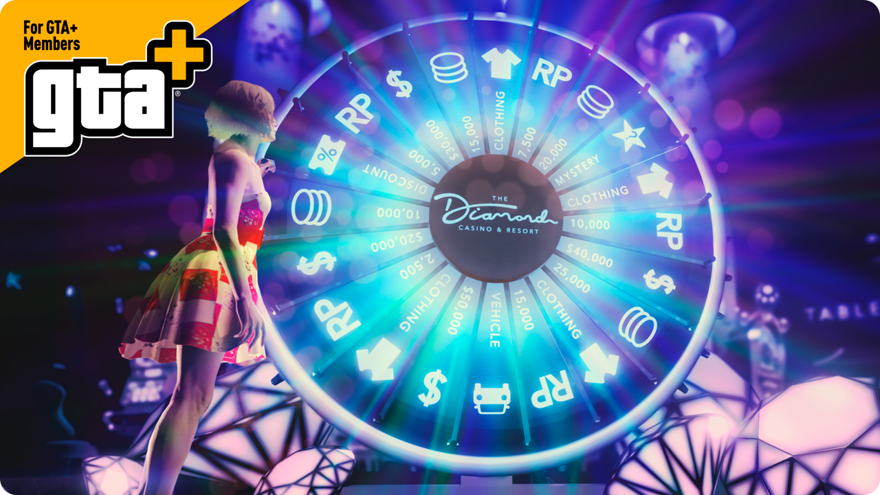 La roue de la fortune du Diamond Casino & Hôtel brille de mille feux. Il est écrit : 