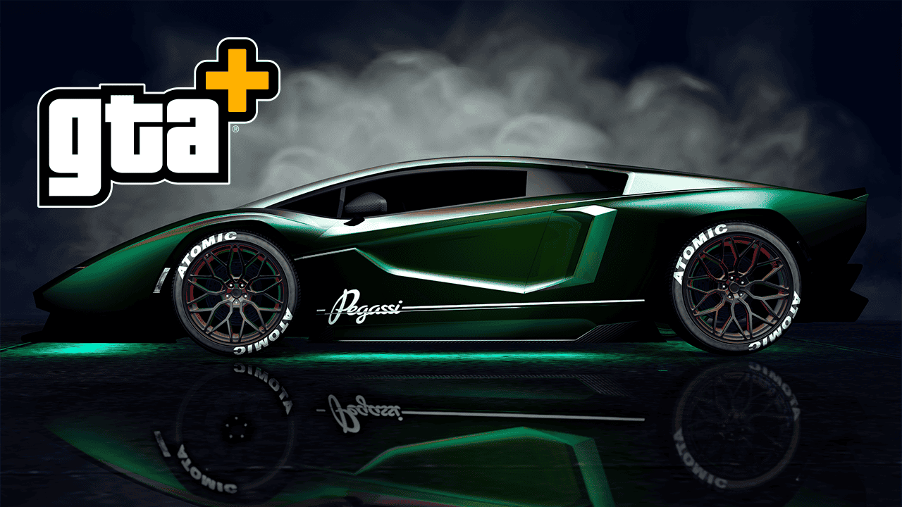 Une voiture Pegassi Torero XO verte sur un sol brillant, avec de la fumée derrière. 