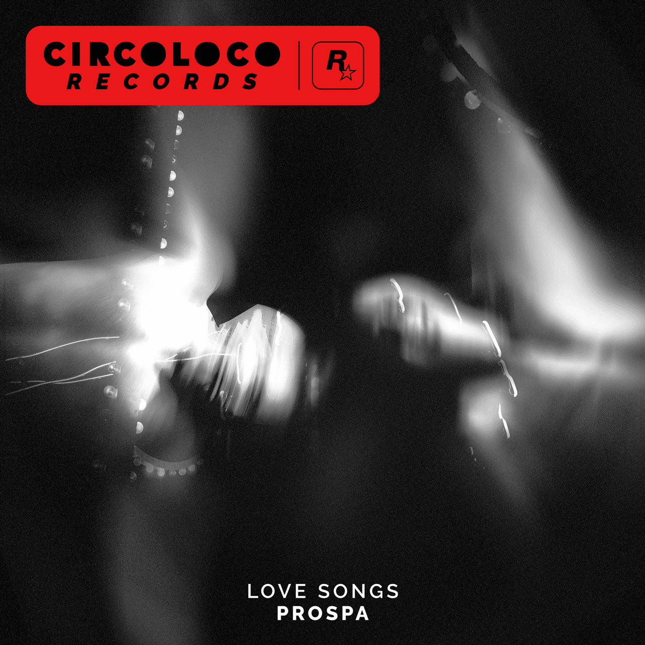 Affiche de Circoloco Records avec deux silhouettes floues de couleur blanche.