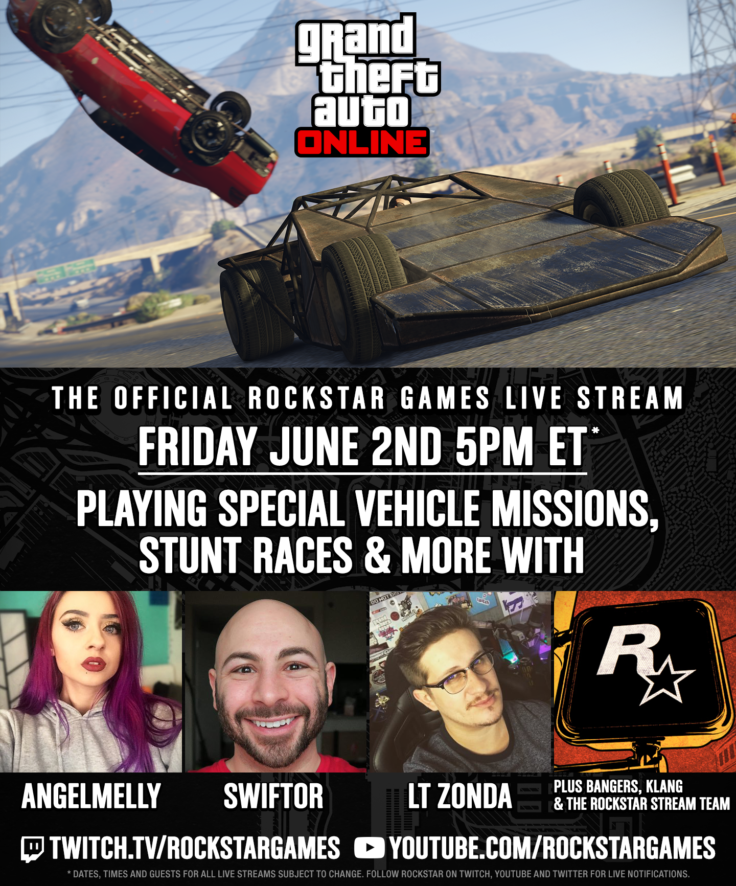 Rockstar Games on X: Today 5pm Eastern The weekly Rockstar live stream on  Twitch &  Gaming Playing Double GTA$ Versus Missions   / X