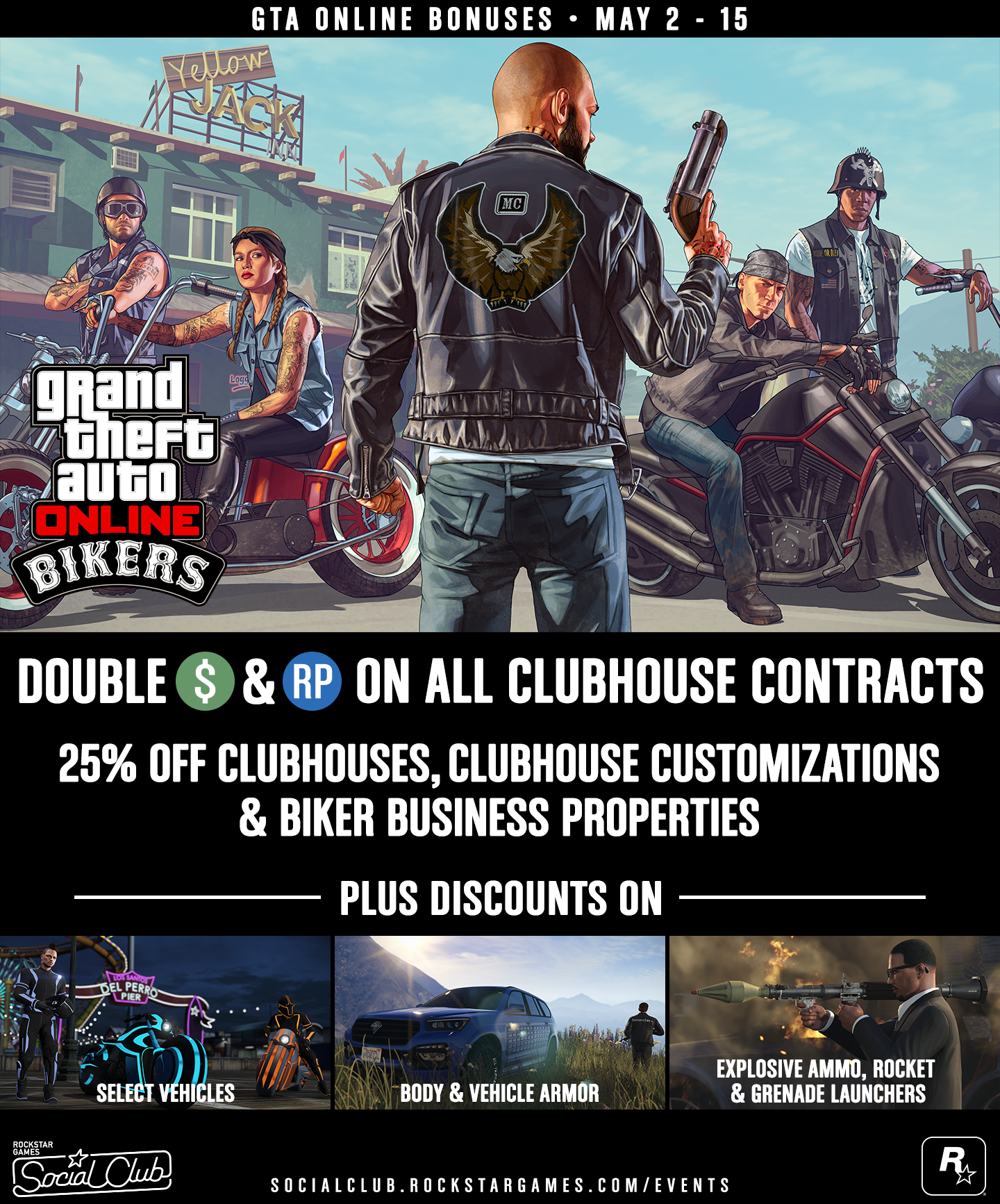 GTA Online Social Club Event Weekend this Fri-Sun Dec 20-22 - Rockstar Games