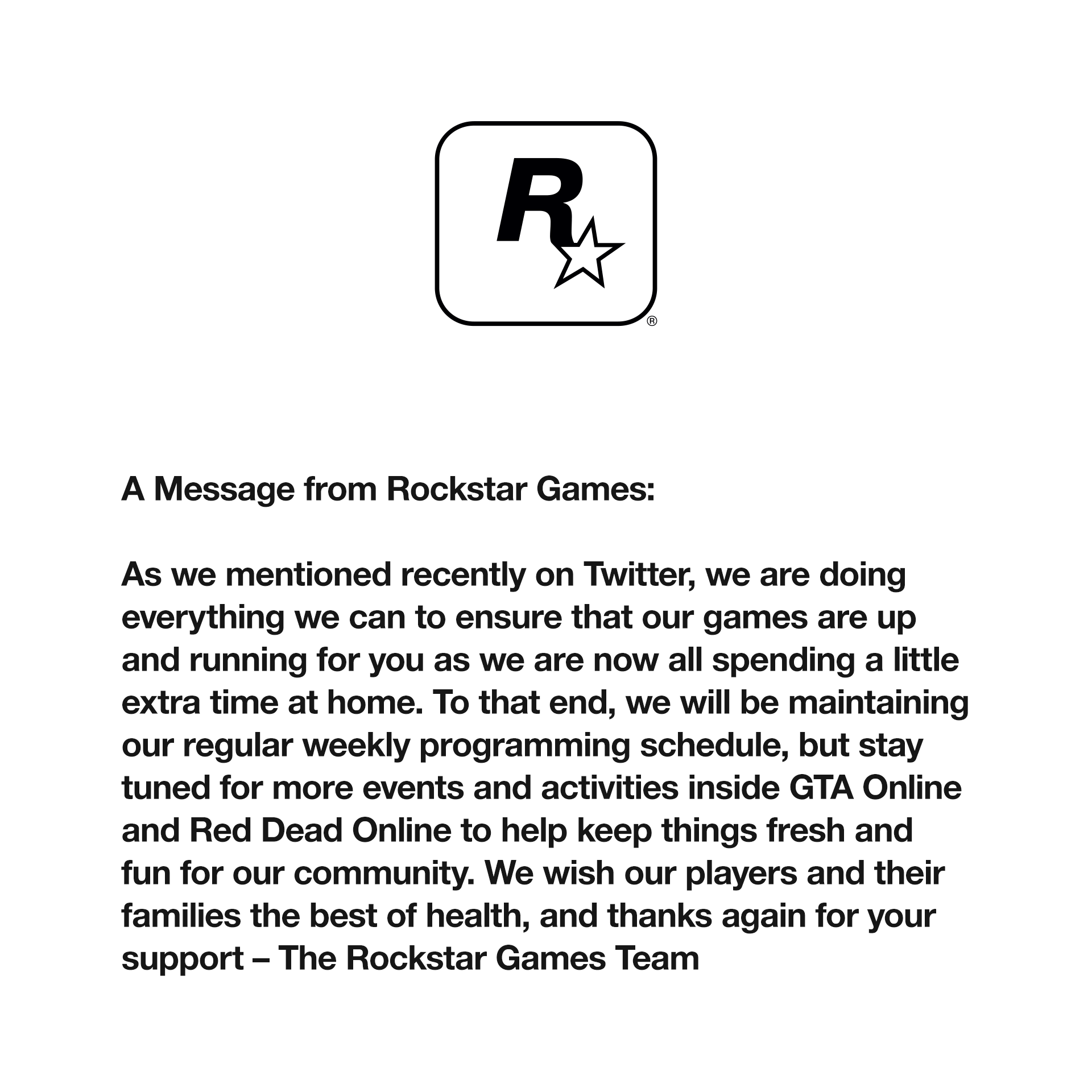 A Message from Rockstar Games