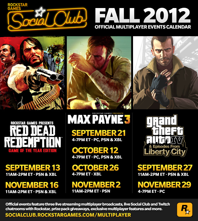 Presenting the Fall 2012 Social Club Multiplayer Events Calendar - Rockstar  Games