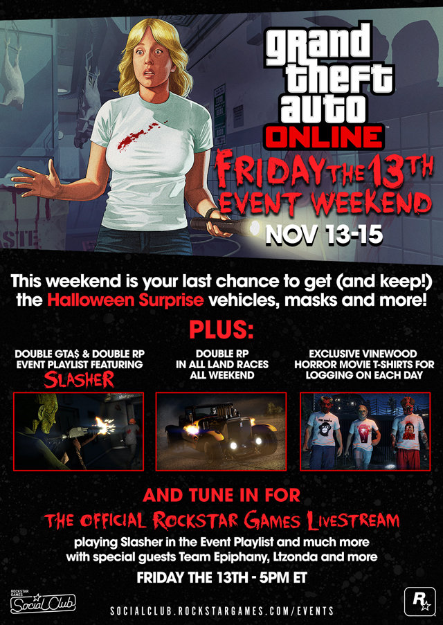 Friday The 13th Weekend Bonus Rp Gta Exclusive T Shirt Unlocks