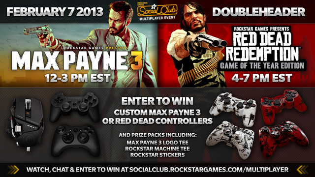 Thursday's Doubleheader Social Club Multiplayer Event with Triple XP in Red  Dead Redemption and Max Payne 3 - Rockstar Games